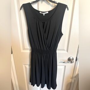 Studio M Sleeveless Midi Dress with Scoop Neck & V Keyhole, Black, Sz Small